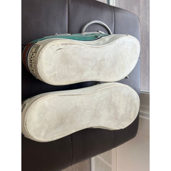 Vintage Men's Sperry Rand Leather Turquoise Green Top-Sider Gray Leather Tie Siz - Picture 10 of 10